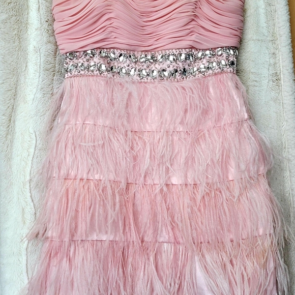 Arden B Dresses & Skirts - ARDEN B Embellished Rhinestones/Feathers Pink Party Dress Size- 6 EUC